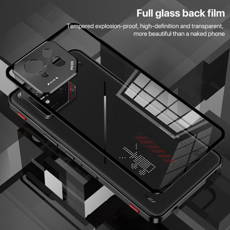 For  ASUS ROG Phone 9 Pro Snap Buckle Metal Frame Glass Back Panel Phone Case(Black) - ASUS Cases by PMC TechLife | Online Shopping South Africa | PMC TechLife | Buy Now Pay Later Mobicred