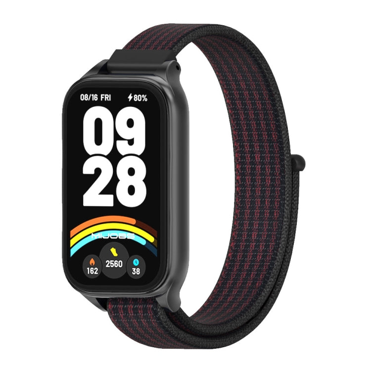For Xiaomi Smart Band 9 Active / Redmi Band 3 Mijobs Metal Shell Nylon Loop Watch Band(Black Red) - Watch Bands by MIJOBS | Online Shopping South Africa | PMc TechLife | Buy Now Pay Later Mobicred