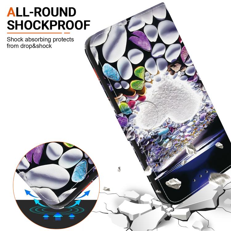 For iPhone 16e Crystal Texture Colored Drawing Leather Phone Case(Heart Shaped) - iPhone 16e Cases by PMC TechLife | Online Shopping South Africa | PMC TechLife | Buy Now Pay Later Mobicred