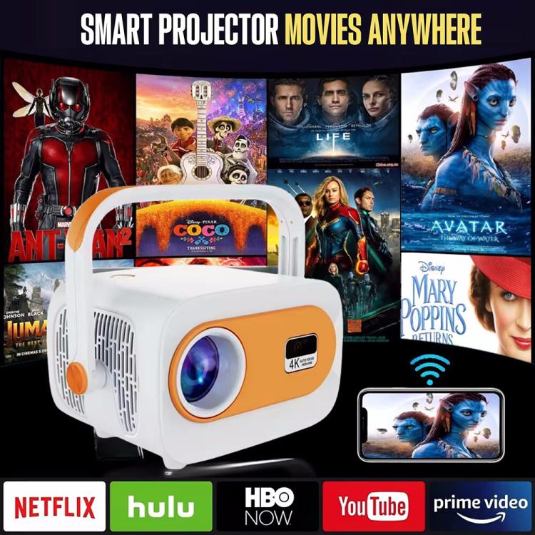 JY325 1280 x 720P 200ANSI Amlogic H713 CPU Android 11.0 Portable Projector, AU Plug(White) - LED Projector by PMC TechLife | Online Shopping South Africa | PMC TechLife | Buy Now Pay Later Mobicred