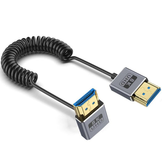 0.7m Coiled Coaxial 8K 48Gbps HDMI 2.1 Cable, Port:Downward Bend - Cable by PMC Jewellery | Online Shopping South Africa | PMC Jewellery | Buy Now Pay Later Mobicred