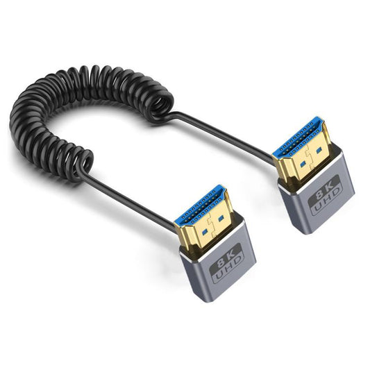 0.7m Coiled Coaxial 8K 48Gbps HDMI 2.1 Cable, Port:Down to Down Elbow - Cable by PMC Jewellery | Online Shopping South Africa | PMC Jewellery | Buy Now Pay Later Mobicred