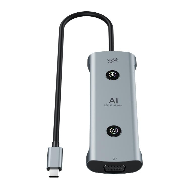 YCE V172 12 in 1 USB-C / Type-C HUB Adapter AI Docking Station(Grey) - USB HUB by PMC TechLife | Online Shopping South Africa | PMC TechLife | Buy Now Pay Later Mobicred