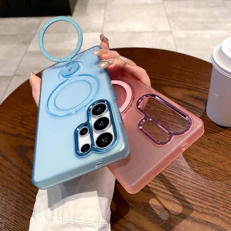 For Samsung Galaxy S25+ 5G Rotation Holder MagSafe Phone Case(Pink) - Galaxy S25+ 5G Cases by PMC Jewellery | Online Shopping South Africa | PMC Jewellery | Buy Now Pay Later Mobicred
