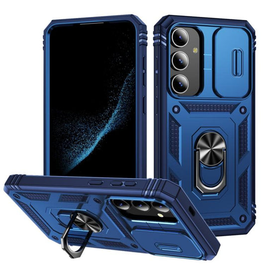 For Samsung Galaxy S25+ 5G Sliding Camshield TPU Hybrid PC Phone Case with Holder(Navy Blue) - Galaxy S25+ 5G Cases by PMC Jewellery | Online Shopping South Africa | PMC Jewellery | Buy Now Pay Later Mobicred