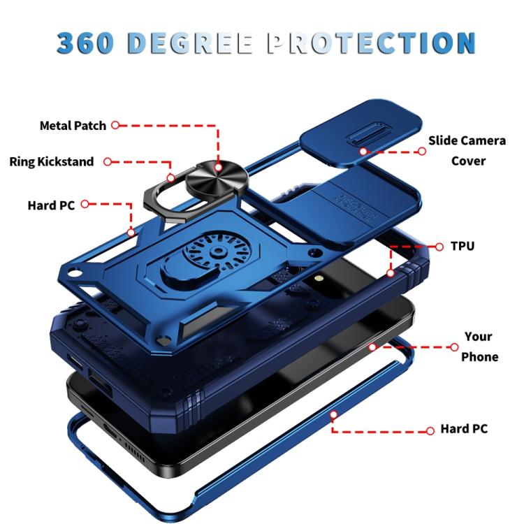 For Samsung Galaxy S25+ 5G Sliding Camshield TPU Hybrid PC Phone Case with Holder(Navy Blue) - Galaxy S25+ 5G Cases by PMC Jewellery | Online Shopping South Africa | PMC Jewellery | Buy Now Pay Later Mobicred