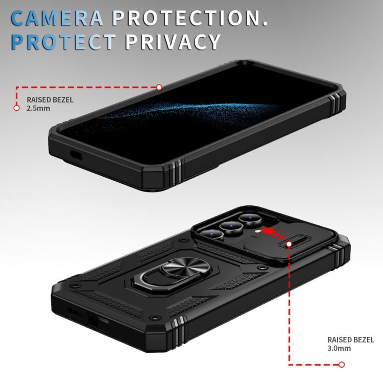 For Samsung Galaxy S25+ 5G Sliding Camshield TPU Hybrid PC Phone Case with Holder(Black) - Galaxy S25+ 5G Cases by PMC Jewellery | Online Shopping South Africa | PMC Jewellery | Buy Now Pay Later Mobicred