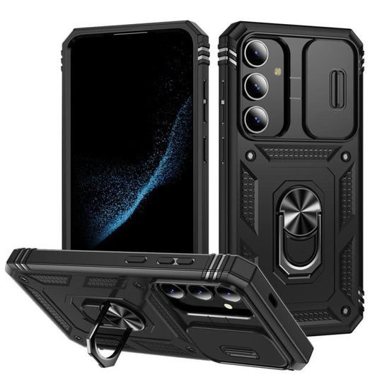 For Samsung Galaxy S25 5G Sliding Camshield TPU Hybrid PC Phone Case with Holder(Black) - Galaxy S25 5G Cases by PMC Jewellery | Online Shopping South Africa | PMC Jewellery | Buy Now Pay Later Mobicred