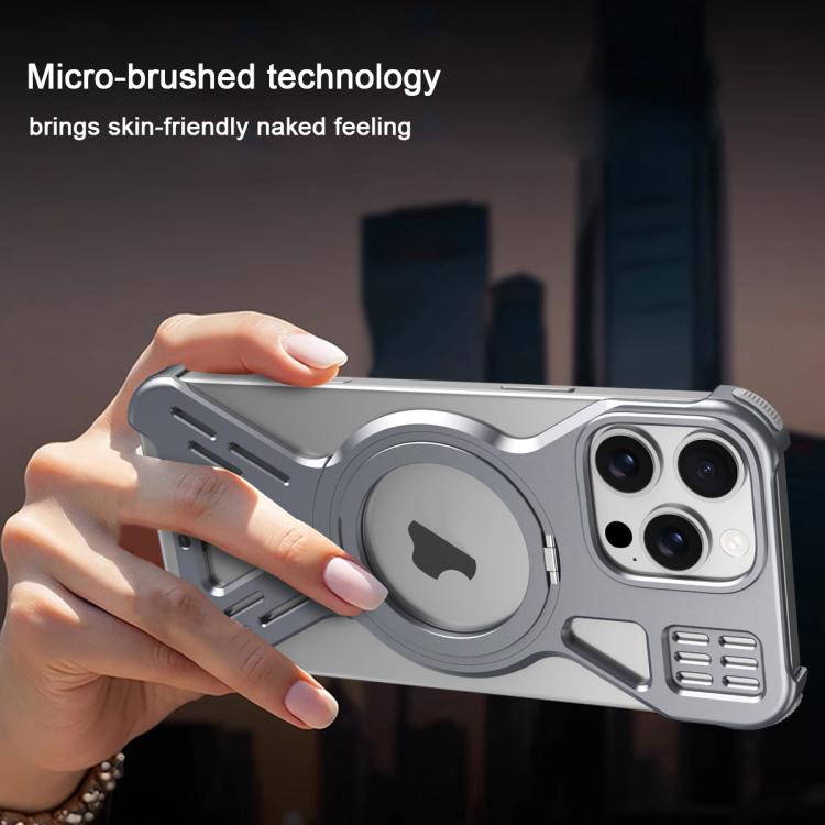 For iPhone 15 Armor 360 Holder Frameless Alloy MagSafe Phone Case(Space Gray) - iPhone 15 Cases by PMc TechLife | Online Shopping South Africa | PMc TechLife | Buy Now Pay Later Mobicred