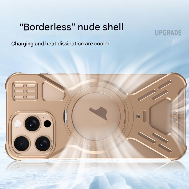 For iPhone 16 Pro Max Armor 360 Holder Frameless Alloy MagSafe Phone Case(Space Gray) - iPhone 16 Pro Max Cases by PMc TechLife | Online Shopping South Africa | PMc TechLife | Buy Now Pay Later Mobicred