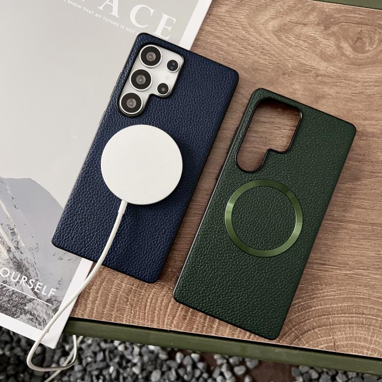 For Samsung Galaxy S25 Ultra 5G CD Magsafe Magnetic Litchi Texture Phone Case(Khaki) - Galaxy S25 Ultra 5G Cases by PMC TechLife | Online Shopping South Africa | PMC TechLife | Buy Now Pay Later Mobicred