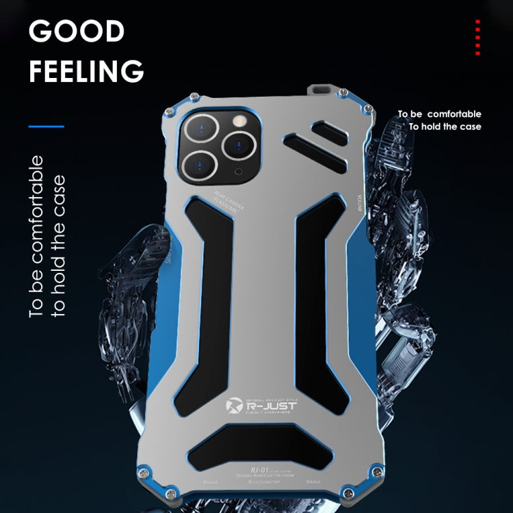 For iPhone 12 Pro Max R-JUST Shockproof Armor Metal Protective Case(Blue) - iPhone 12 Pro Max Cases by R-JUST | Online Shopping South Africa | PMC Jewellery | Buy Now Pay Later Mobicred