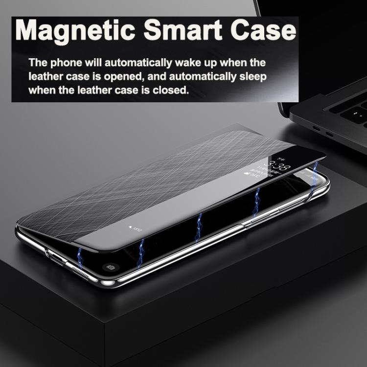 For Huawei Mate 70 Pro / 70 Pro+ Smart View Window Plain Leather Paint PC Phone Case(Cyan-blue) - Huawei Cases by PMC TechLife | Online Shopping South Africa | PMC TechLife | Buy Now Pay Later Mobicred