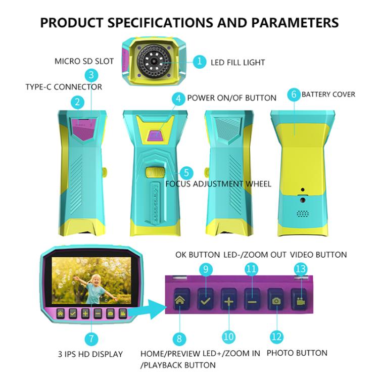 X1 3 inch HD Screen 800X Magnification Kids Microscope(Green) - free shipping - PMC TechLife - Order now!