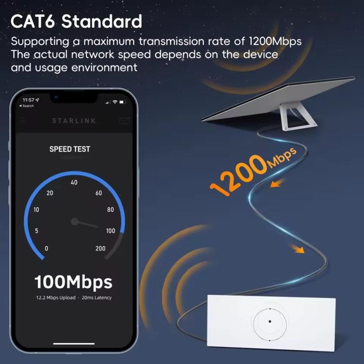 Onten SL301 Starlink Gen3 CAT6 1000Mbps Ethernet Connection Cable, Length:10m(Dark Grey) - Lan Cable and Tools by Onten | Online Shopping South Africa | PMC TechLife | Buy Now Pay Later Mobicred
