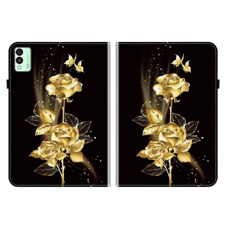 For Tecno Megapad 11 Crystal Texture Painted Leather Tablet Case(Gold Butterfly Rose) - Others by PMC TechLife | Online Shopping South Africa | PMC TechLife | Buy Now Pay Later Mobicred