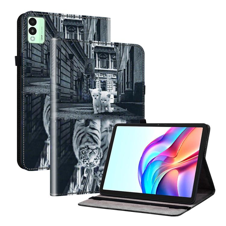 For Tecno Megapad 11 Crystal Texture Painted Leather Tablet Case(Cat Reflection Tiger) - Others by PMC TechLife | Online Shopping South Africa | PMC TechLife | Buy Now Pay Later Mobicred