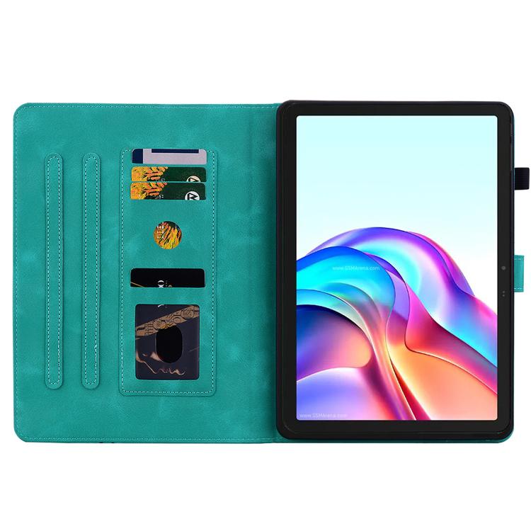 For Tecno Megapad 11 Lily Embossed Leather Tablet Case(Green) - Others by PMC TechLife | Online Shopping South Africa | PMC TechLife | Buy Now Pay Later Mobicred