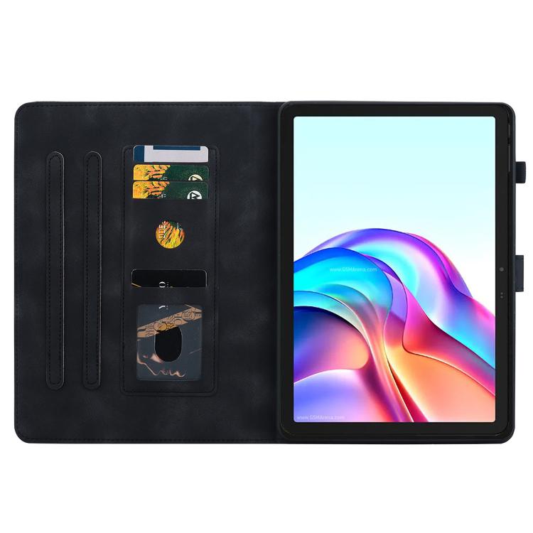 For Tecno Megapad 11 Lily Embossed Leather Tablet Case(Black) - Others by PMC TechLife | Online Shopping South Africa | PMC TechLife | Buy Now Pay Later Mobicred