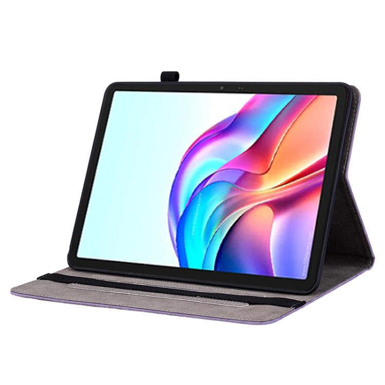 For Tecno Megapad 11 Butterfly Rose Embossed Leather Tablet Case(Purple) - Others by PMC TechLife | Online Shopping South Africa | PMC TechLife | Buy Now Pay Later Mobicred