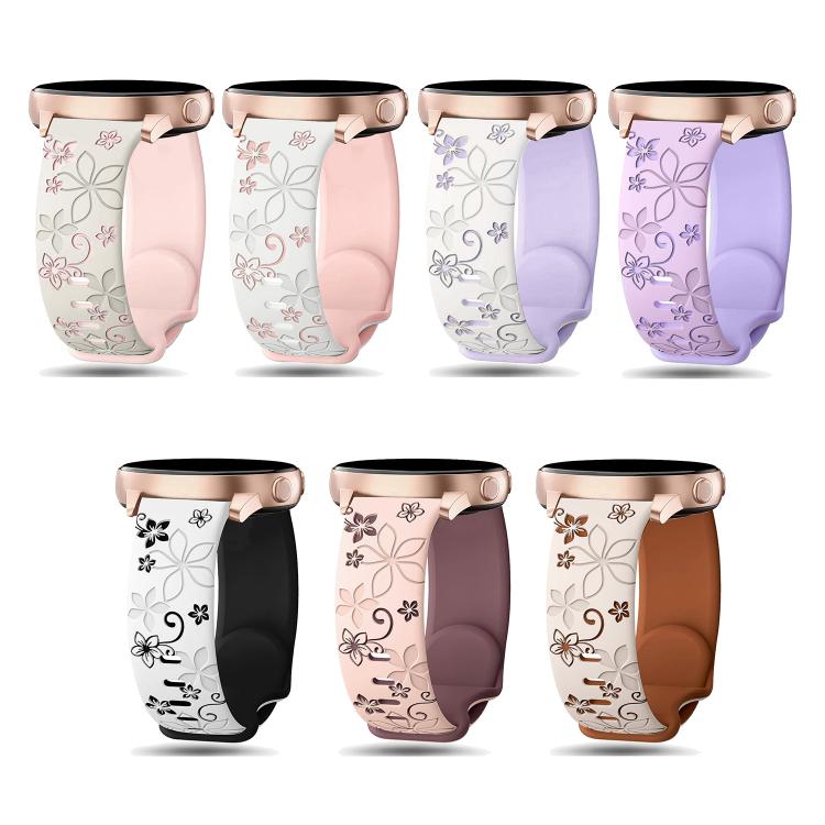 20mm Two Color Bauhinia Embossed Silicone Watch Band(White Pink) - 20mm Bands by PMc TechLife | Online Shopping South Africa | PMc TechLife | Buy Now Pay Later Mobicred