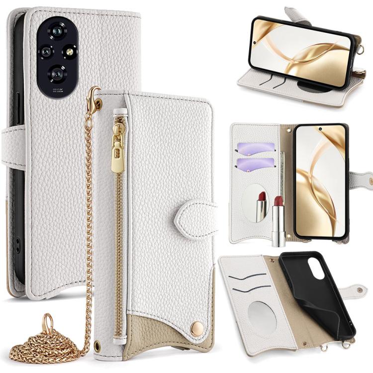 For Honor 200 Crossbody Chain Fishtail Litchi Leather Phone Case(White) - free shipping - PMC TechLife - Order now!