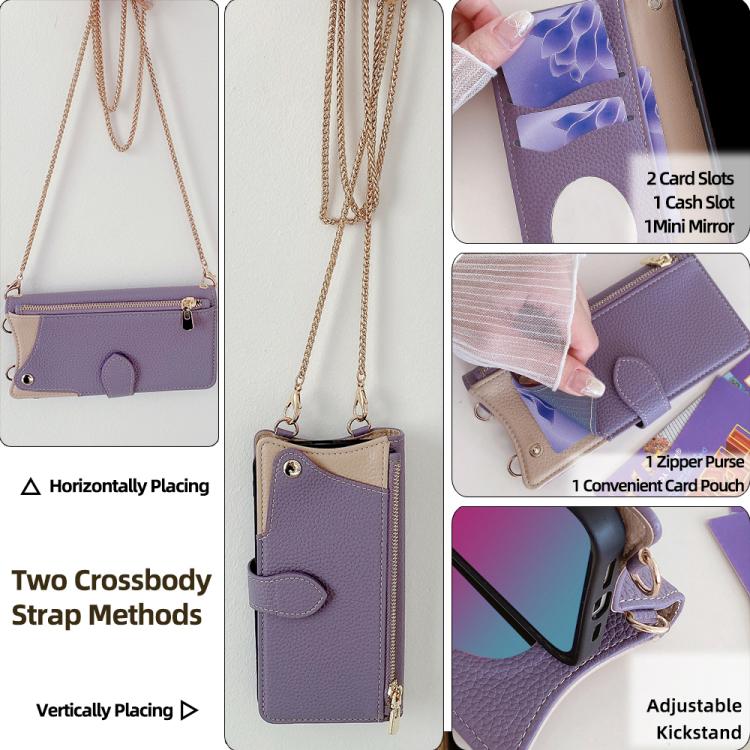 For Google Pixel 6a Crossbody Chain Fishtail Litchi Leather Phone Case(Purple) - Google Cases by PMC TechLife | Online Shopping South Africa | PMC TechLife | Buy Now Pay Later Mobicred