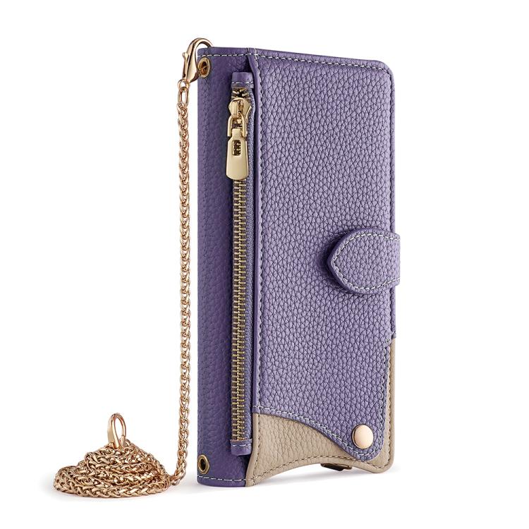 For Google Pixel 6 Pro Crossbody Chain Fishtail Litchi Leather Phone Case(Purple) - Google Cases by PMC TechLife | Online Shopping South Africa | PMC TechLife | Buy Now Pay Later Mobicred