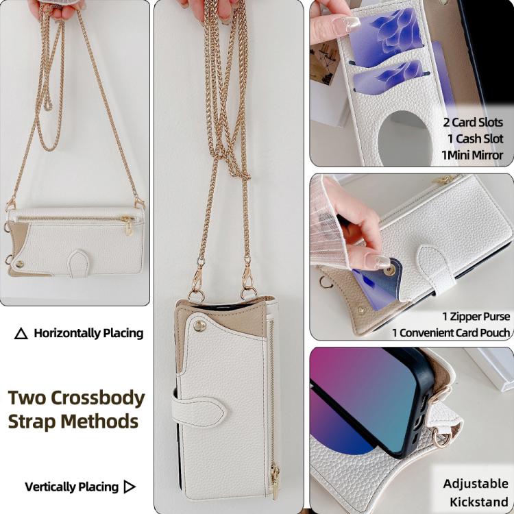 For Google Pixel 6 Pro Crossbody Chain Fishtail Litchi Leather Phone Case(White) - Google Cases by PMC TechLife | Online Shopping South Africa | PMC TechLife | Buy Now Pay Later Mobicred