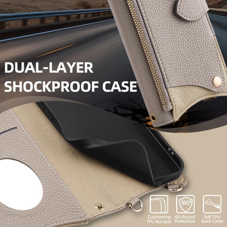 For Google Pixel 8 Crossbody Chain Fishtail Litchi Leather Phone Case(Grey) - Google Cases by PMC TechLife | Online Shopping South Africa | PMC TechLife | Buy Now Pay Later Mobicred