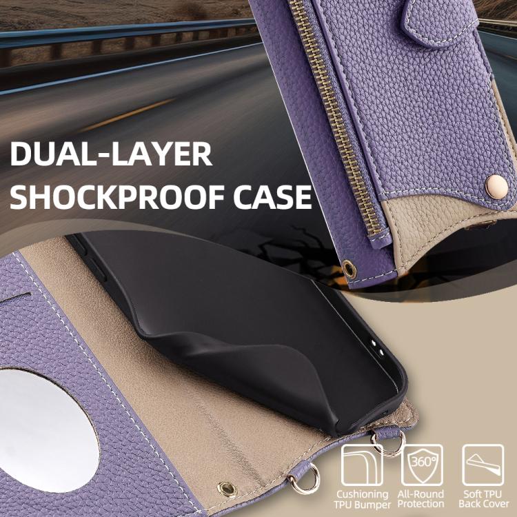 For Google Pixel 8 Crossbody Chain Fishtail Litchi Leather Phone Case(Purple) - Google Cases by PMC TechLife | Online Shopping South Africa | PMC TechLife | Buy Now Pay Later Mobicred