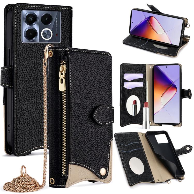 For Infinix Note 40 5G Crossbody Chain Fishtail Litchi Leather Phone Case(Black) - Infinix Cases by PMC TechLife | Online Shopping South Africa | PMC TechLife | Buy Now Pay Later Mobicred