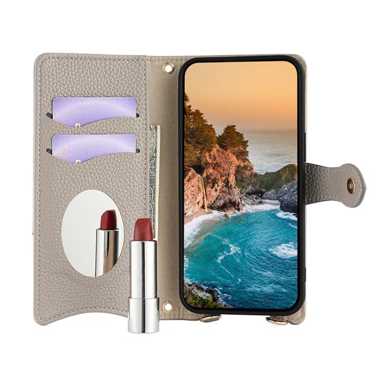 For OnePlus Ace 3 Pro Crossbody Chain Fishtail Litchi Leather Phone Case(Grey) - OnePlus Cases by PMC TechLife | Online Shopping South Africa | PMC TechLife | Buy Now Pay Later Mobicred