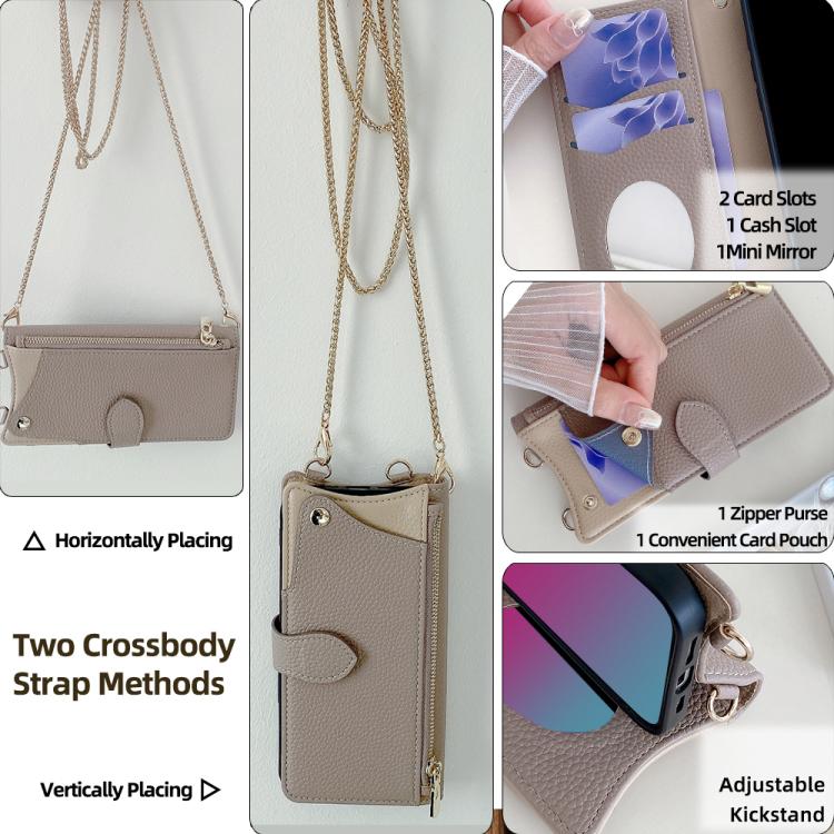 For OnePlus Ace 3 Pro Crossbody Chain Fishtail Litchi Leather Phone Case(Grey) - OnePlus Cases by PMC TechLife | Online Shopping South Africa | PMC TechLife | Buy Now Pay Later Mobicred