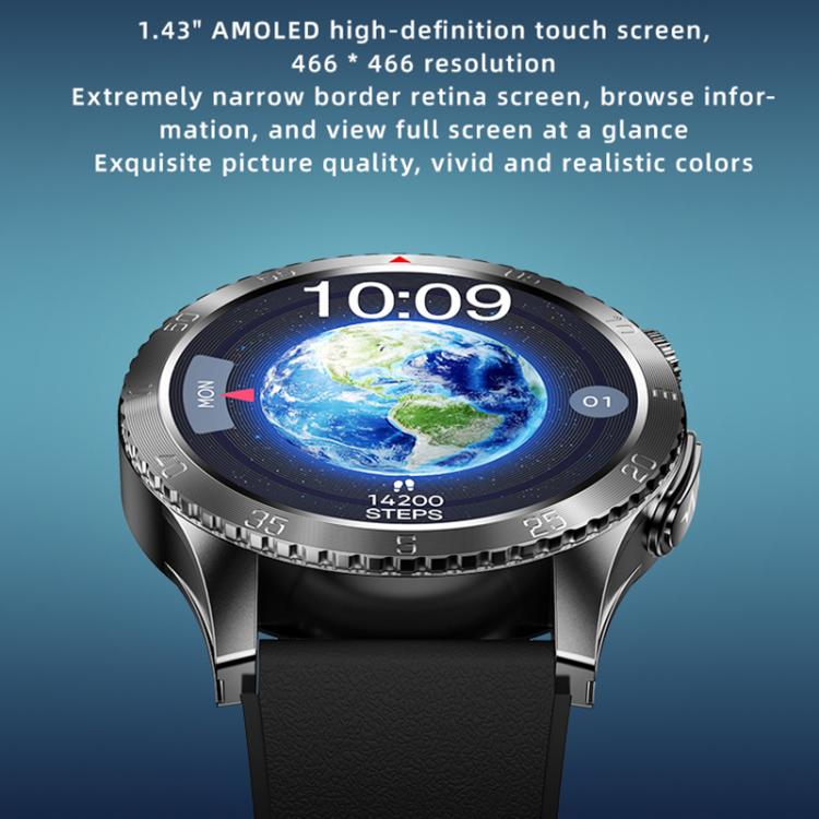 H9 1.43 inch Silicone Strap ECG Smart Watch Supports Bluetooth Calls/Smart Voice Assistant(Black) - free shipping - PMC TechLife - Order now!