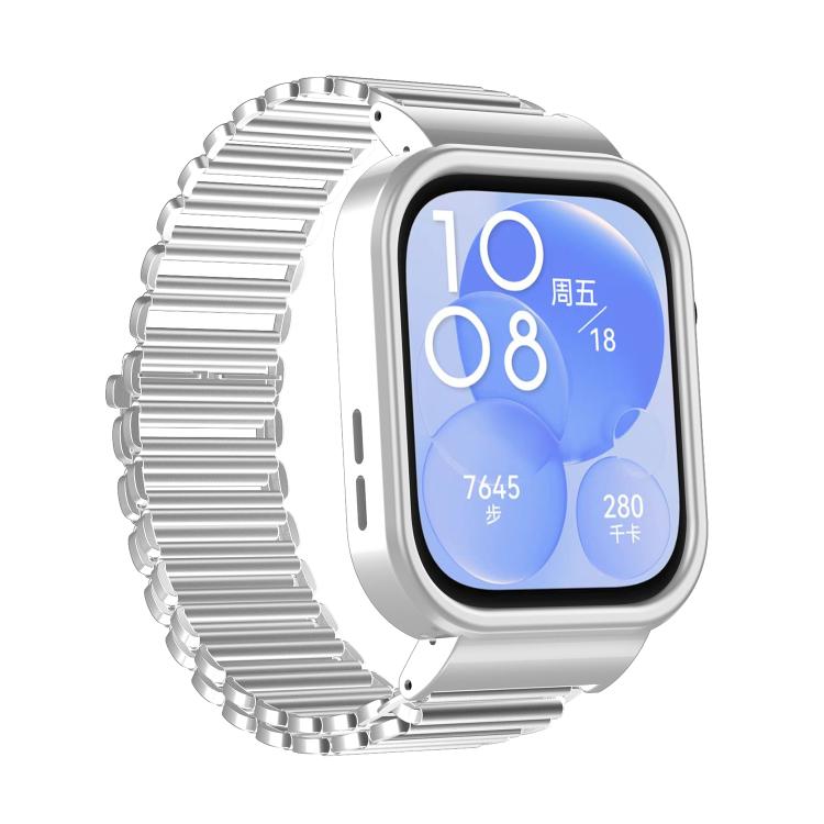 For Huawei Watch Fit3 Hollow Chain Metal Frame Watch Band(Silver+Silver White) - free shipping - PMC TechLife - Order now!