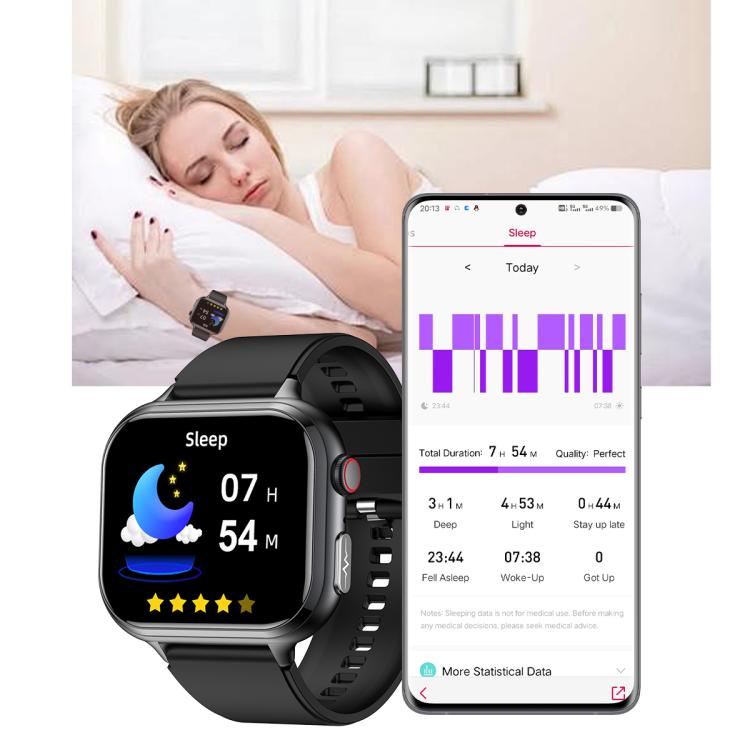 TK17 1.91 inch Horizontal Screen Silicone Strap Smart Watch Supports ECG Electrocardiogram(Black) - free shipping - PMC TechLife - Order now!