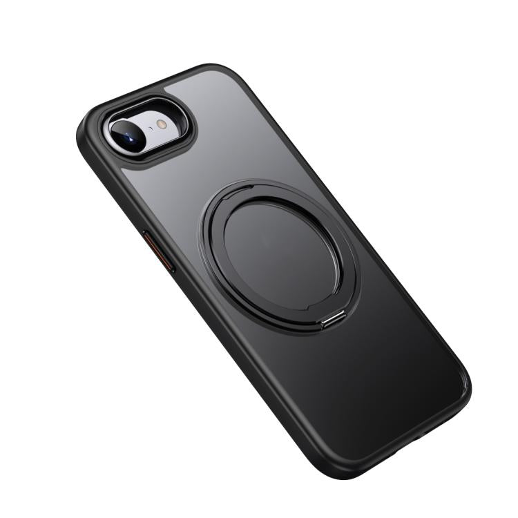 For iPhone 16e Frosted 360 Degree MagSafe Magnetic Holder Phone Case(Black) - iPhone 16e Cases by PMC TechLife | Online Shopping South Africa | PMC TechLife | Buy Now Pay Later Mobicred
