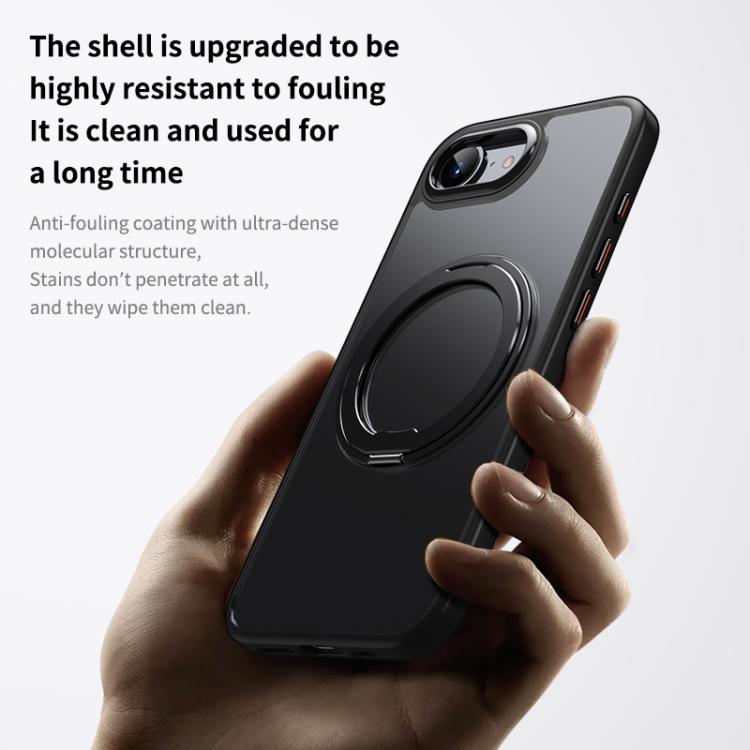 For iPhone 16e Frosted 360 Degree MagSafe Magnetic Holder Phone Case(Black) - iPhone 16e Cases by PMC TechLife | Online Shopping South Africa | PMC TechLife | Buy Now Pay Later Mobicred