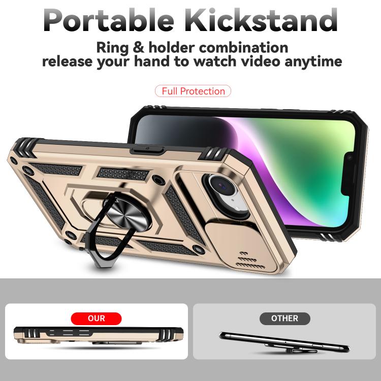 For iPhone 16e Sliding Camshield Holder Phone Case(Gold) - iPhone 16e Cases by PMC TechLife | Online Shopping South Africa | PMC TechLife | Buy Now Pay Later Mobicred