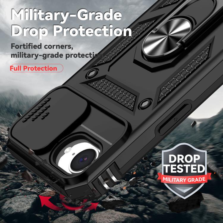 For iPhone 16e Sliding Camshield Holder Phone Case(Black) - iPhone 16e Cases by PMC TechLife | Online Shopping South Africa | PMC TechLife | Buy Now Pay Later Mobicred