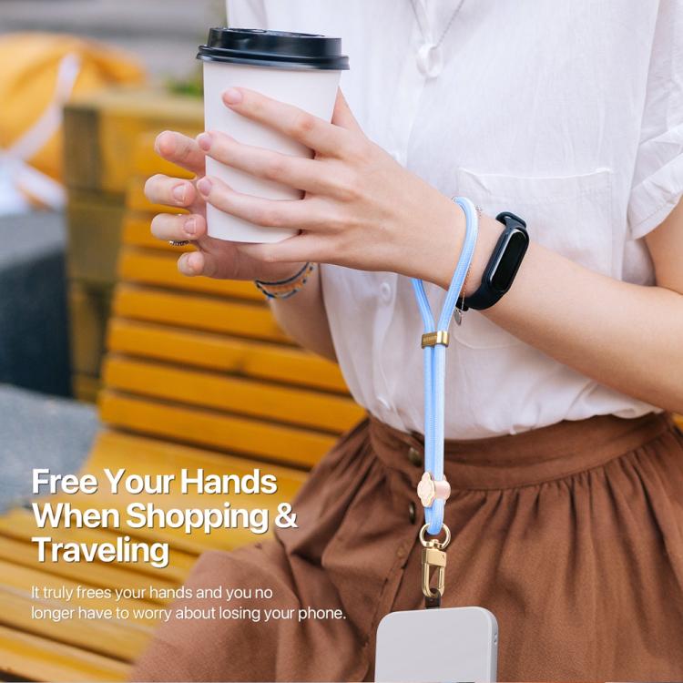 DUX DUCIS Garden Series Begonia Pattern Adjustable Short Phone Lanyard(Sky Blue) - Lanyards & Wrist Straps by DUX DUCIS | Online Shopping South Africa | PMc TechLife | Buy Now Pay Later Mobicred