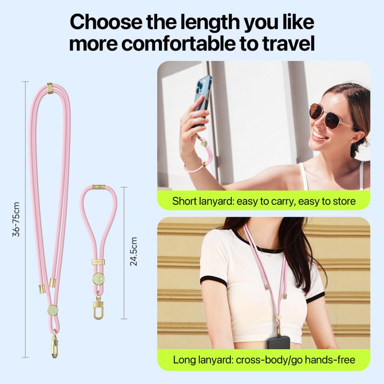 DUX DUCIS Garden Series Tile Pattern Adjustable Short Phone Lanyard(Light Pink) - Lanyards & Wrist Straps by DUX DUCIS | Online Shopping South Africa | PMc TechLife | Buy Now Pay Later Mobicred