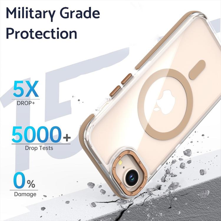 For iPhone 16e Dual-Color Clear Acrylic Hybrid TPU MagSafe Phone Case(Orange) - iPhone 16e Cases by PMC TechLife | Online Shopping South Africa | PMC TechLife | Buy Now Pay Later Mobicred