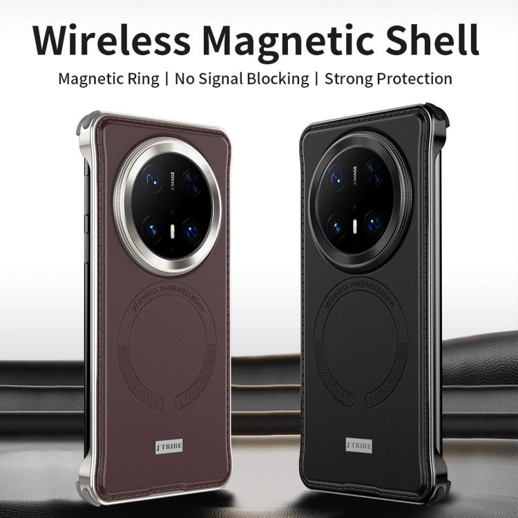 For Huawei Mate 60 Pro Metal Frameless MagSafe Leather Phone Case(Brown) - Huawei Cases by PMC TechLife | Online Shopping South Africa | PMC TechLife | Buy Now Pay Later Mobicred