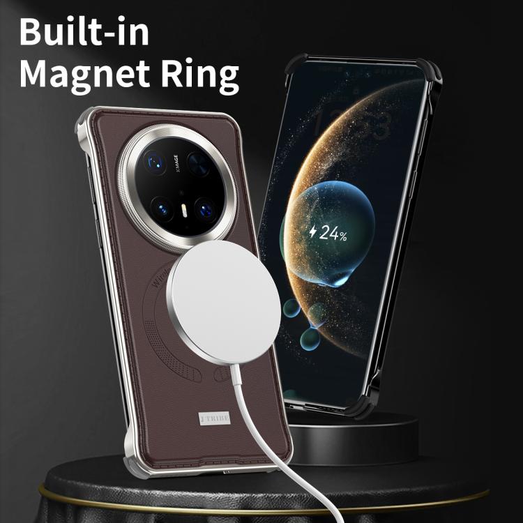 For Huawei Mate 60 Pro+ Metal Frameless MagSafe Leather Phone Case(Black) - Huawei Cases by PMC TechLife | Online Shopping South Africa | PMC TechLife | Buy Now Pay Later Mobicred