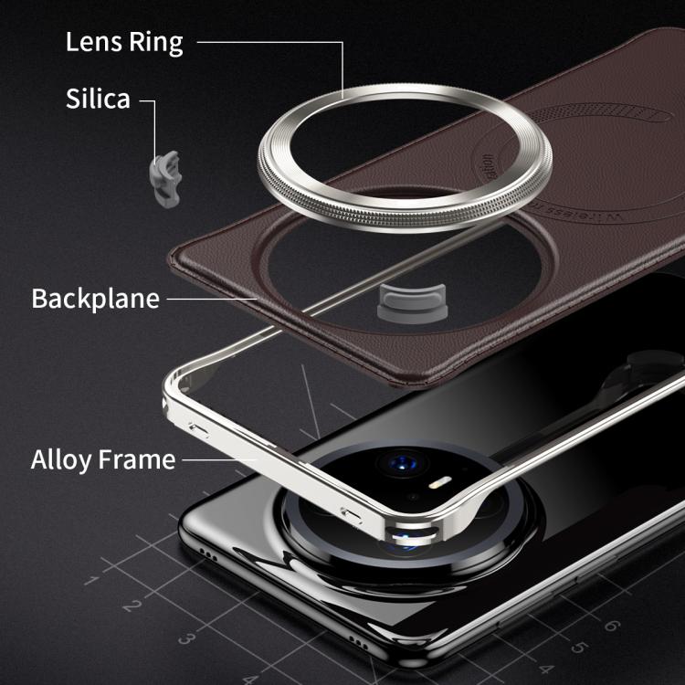 For Huawei Mate 60 Pro Metal Frameless MagSafe Leather Phone Case(Black) - Huawei Cases by PMC TechLife | Online Shopping South Africa | PMC TechLife | Buy Now Pay Later Mobicred