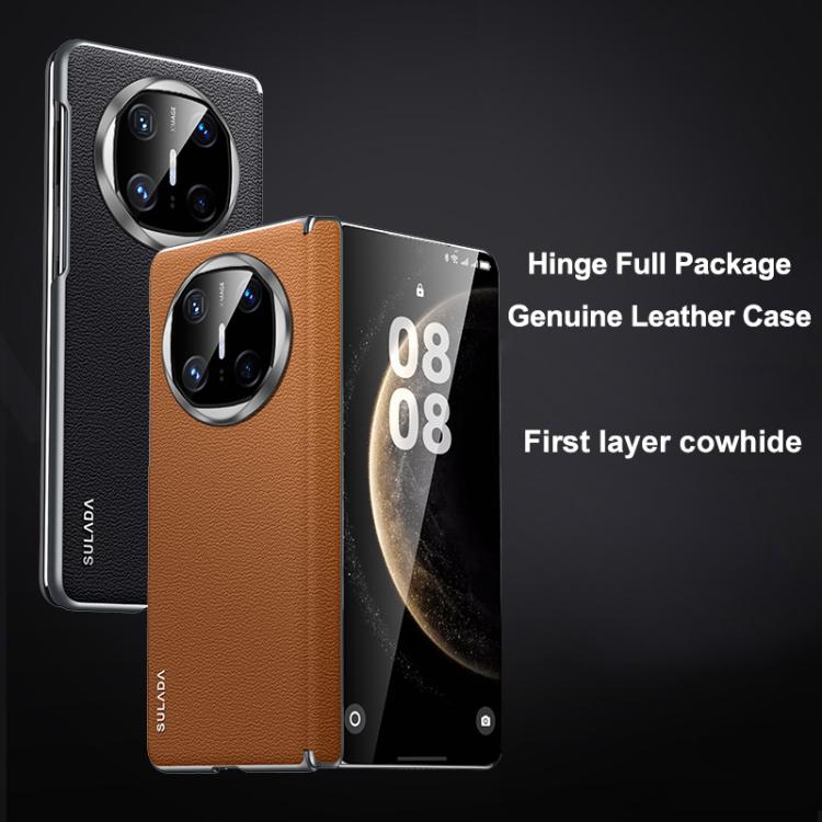 For Huawei Mate X6 SULADA Frameless Top Layer Cowhide Leather Hybrid PC Phone Case(Black) - Huawei Cases by SULADA | Online Shopping South Africa | PMC TechLife | Buy Now Pay Later Mobicred