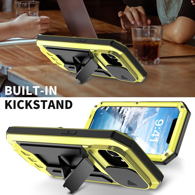 For iPhone 16e Sliding Camera IP68 Waterproof Holder Phone Case(Yellow) - iPhone 16e Cases by PMC TechLife | Online Shopping South Africa | PMC TechLife | Buy Now Pay Later Mobicred
