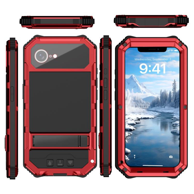 For iPhone 16e IP68 Waterproof Dustproof Shockproof Holder Phone Case(Red) - iPhone 16e Cases by PMC TechLife | Online Shopping South Africa | PMC TechLife | Buy Now Pay Later Mobicred